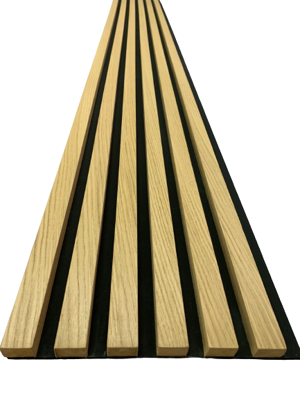 Standard Black Base – Wall cladding with Oak slats